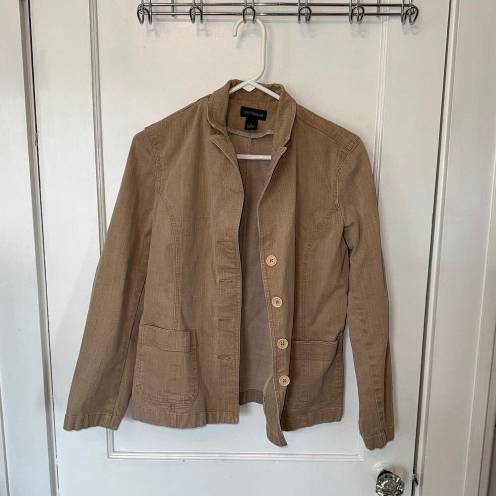 Ann Taylor Button Up Jacket Tan Women's size 6d